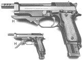 Beretta Full Auto Pistol model 93R with and w/o front hande extended