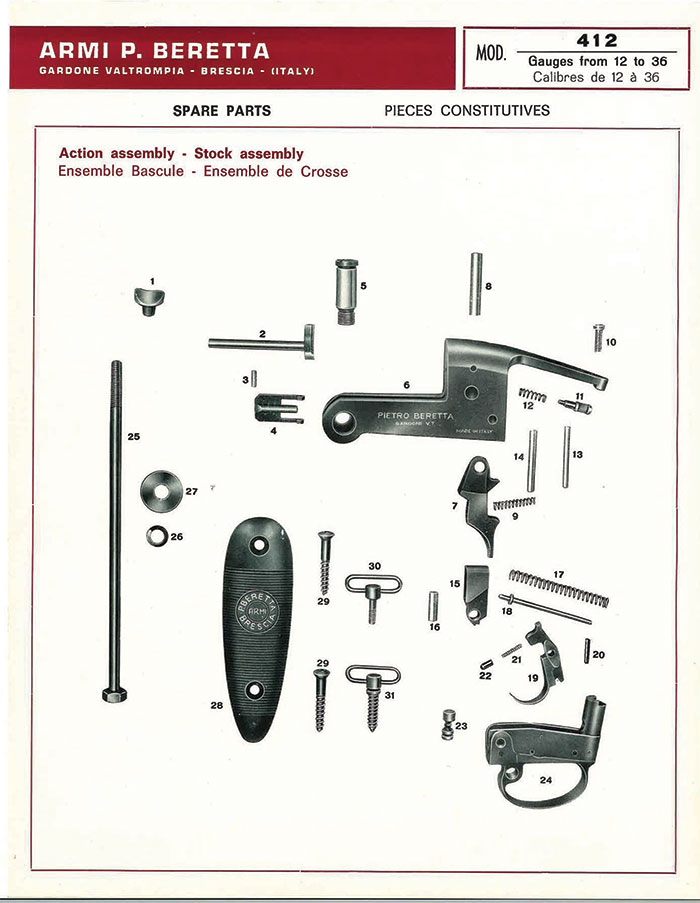 Beretta 412 spare part list