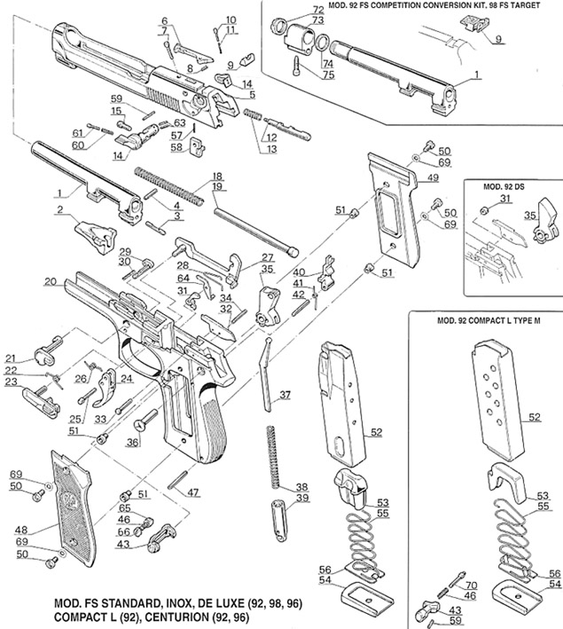 P. Beretta model 92FS schematics