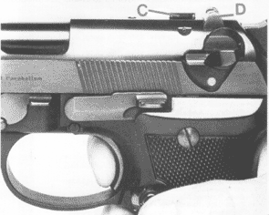 Beretta pistol Model 92SB automatic safety