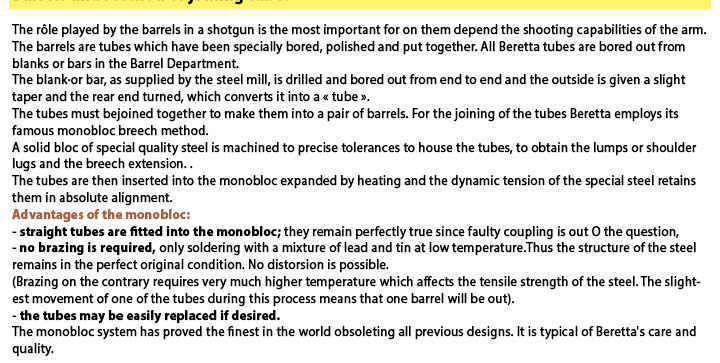 beretta monobloc description